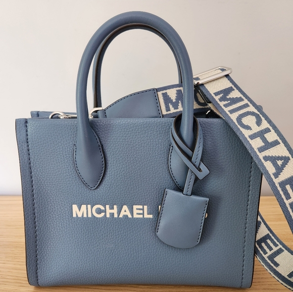 MICHAEL Michael Kors Handbags - NWT Michael Kors Mirella Small Pebbled Leather Crossbody Bag Blue